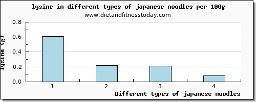 japanese noodles lysine per 100g